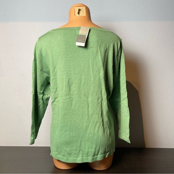 Silk Knit Green Charter Club Boatneck Top - Picture 4 of 5